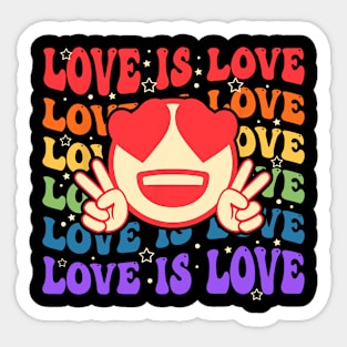 Groovy Love Is Love Hippie Face Rainbow LGBT Gay Ally Pride Sticker